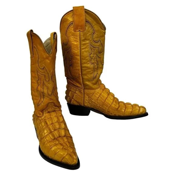 Botas Rio Viejo Saxifon Caiman Belly Cowboy Boots Tan Sz 7 Handmade Mexico