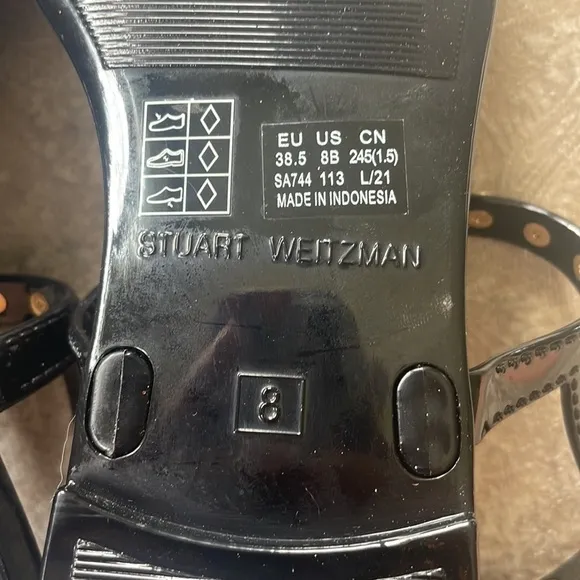 Brand New Stuart Weitzman Gemstone Beaded Thong Jelly Sandals Slingback Black