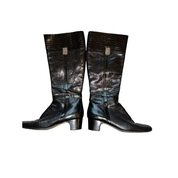 BRIGHTON TORCH GWEN BOOTS designer fashion leather boots size Medium 10 Black