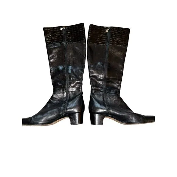 BRIGHTON TORCH GWEN BOOTS designer fashion leather boots size Medium 10 Black