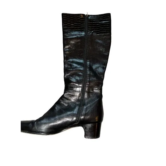 BRIGHTON TORCH GWEN BOOTS designer fashion leather boots size Medium 10 Black