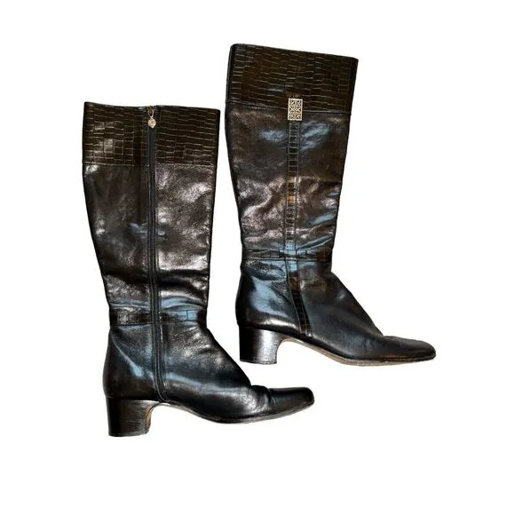 BRIGHTON TORCH GWEN BOOTS designer fashion leather boots size Medium 10 Black