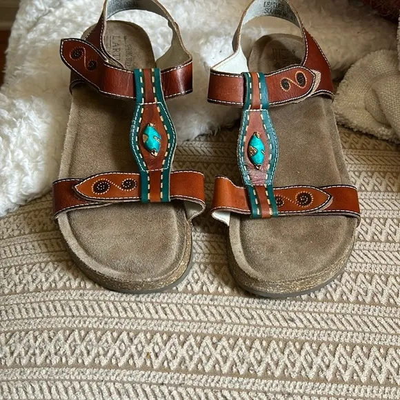 Brown and Teal  Sandals women’s