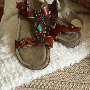 Brown and Teal  Sandals women’s
