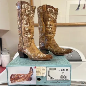 Brown Embroidered Cowboy Boots