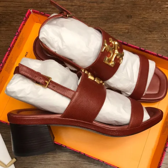 Brown Sandals with Gold Accent