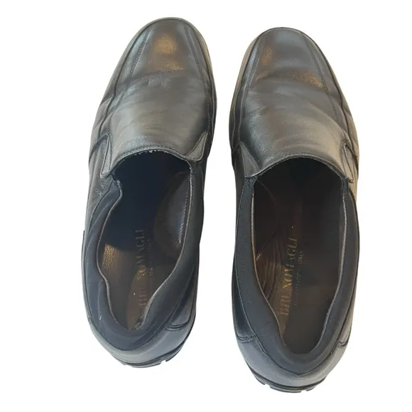 Bruno Magli Shoes Icily Size 8 M Handmade Leather Mod Loafer Rubber Sole Black