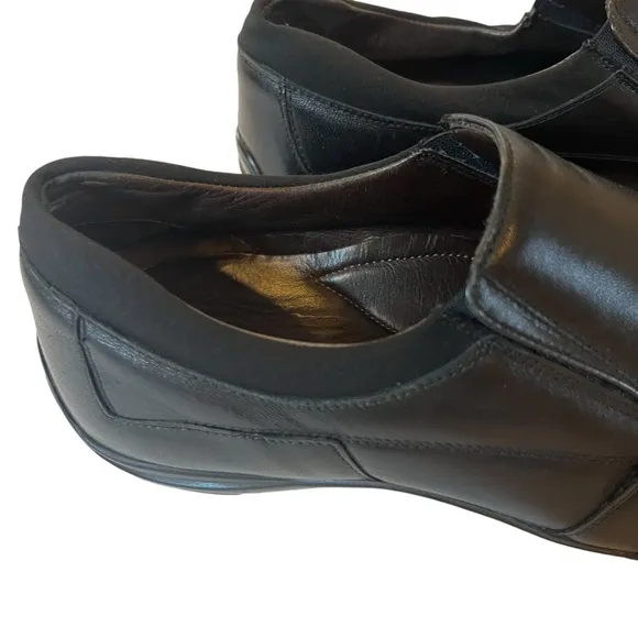 Bruno Magli Shoes Icily Size 8 M Handmade Leather Mod Loafer Rubber Sole Black