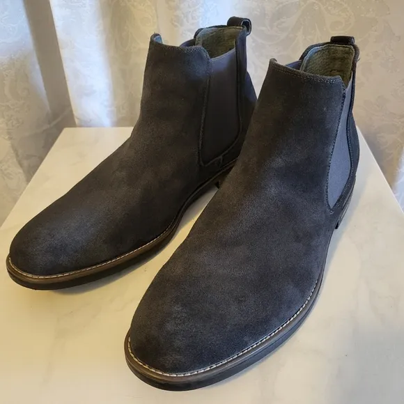 Bruno Marc Men's Classic Ankle Suede Chelsea Boots, Side 15, Gray
