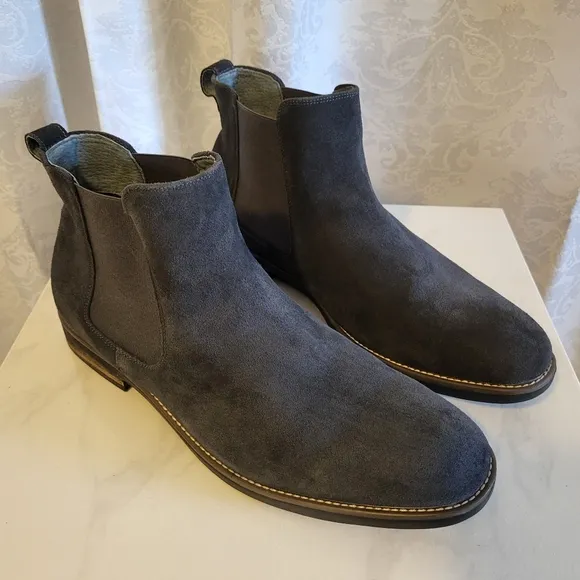Bruno Marc Men's Classic Ankle Suede Chelsea Boots, Side 15, Gray