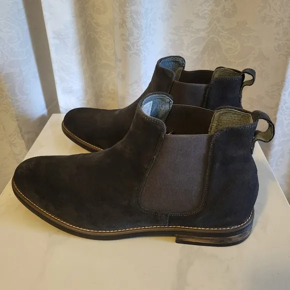 Bruno Marc Men's Classic Ankle Suede Chelsea Boots, Side 15, Gray