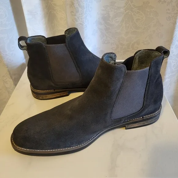 Bruno Marc Men's Classic Ankle Suede Chelsea Boots, Side 15, Gray