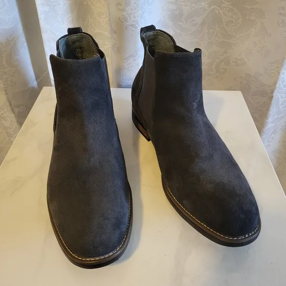 Bruno Marc Men's Classic Ankle Suede Chelsea Boots, Side 15, Gray