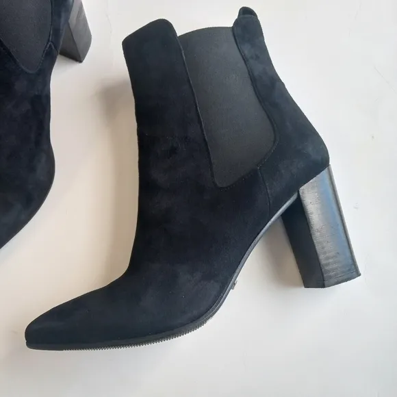 Buffalo London black suede ankle Boots block heel size 40 EUC