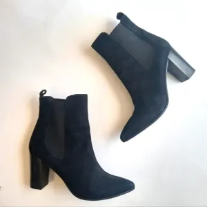 Buffalo London black suede ankle Boots block heel size 40 EUC