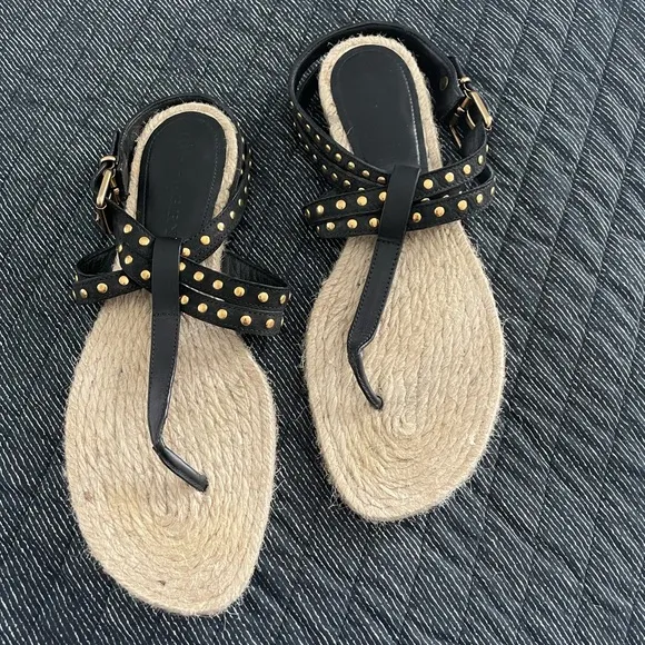 Burberry Black and Tan Sandals