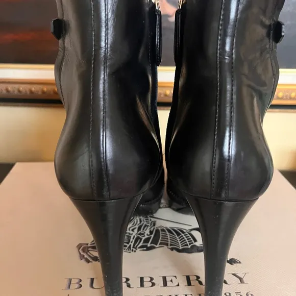 Burberry Black Leather Ankle Boots