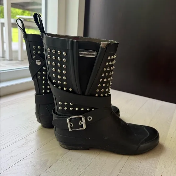 Burberry Black Studded Rain Boots