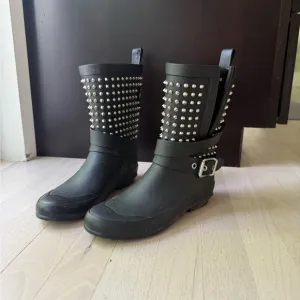 Burberry Black Studded Rain Boots