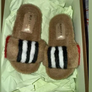 Burberry Fuzzy Slide Sandals