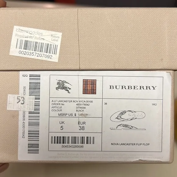 BURBERRY NOVA LANCASTER FLIP FLOP SIZE 38 NEW