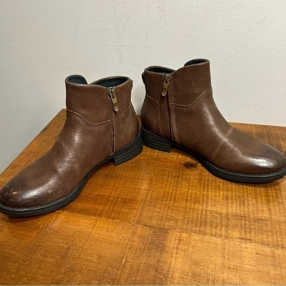 Bussola brown leather ankle boots size 35 5 5.5 6