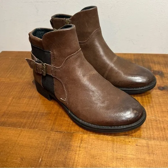 Bussola brown leather ankle boots size 35 5 5.5 6