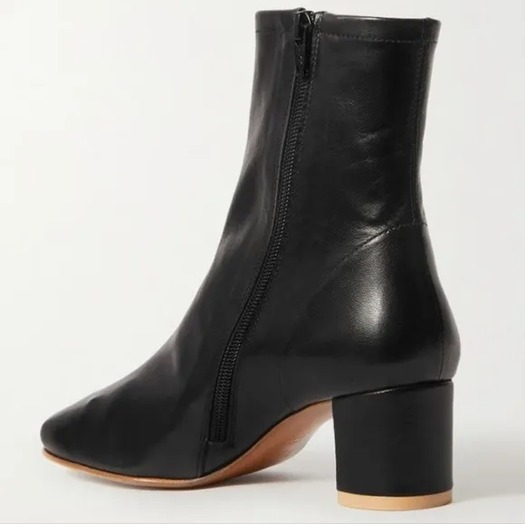 By Far Elegant Sofia Black Leather Heel Ankle Boots Size 38