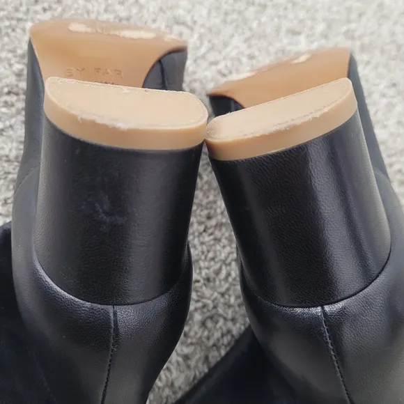 By Far Elegant Sofia Black Leather Heel Ankle Boots Size 38