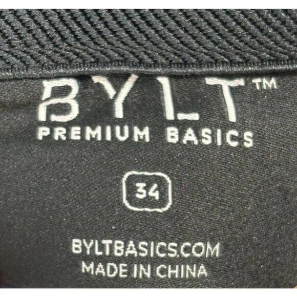 BYLT Men’s Executive Pant Size 34x29.5 Navy Tapered Anti Wrinkle Business Casual