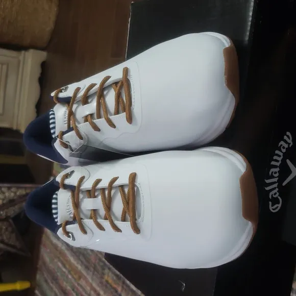 Callaway Womens Coronado Golf White And Navy Waterproof Spike Shoe BN 11W