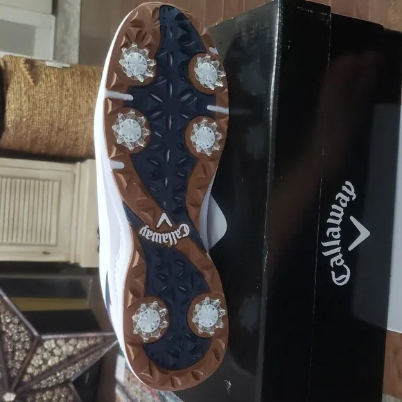 Callaway Womens Coronado Golf White And Navy Waterproof Spike Shoe BN 11W