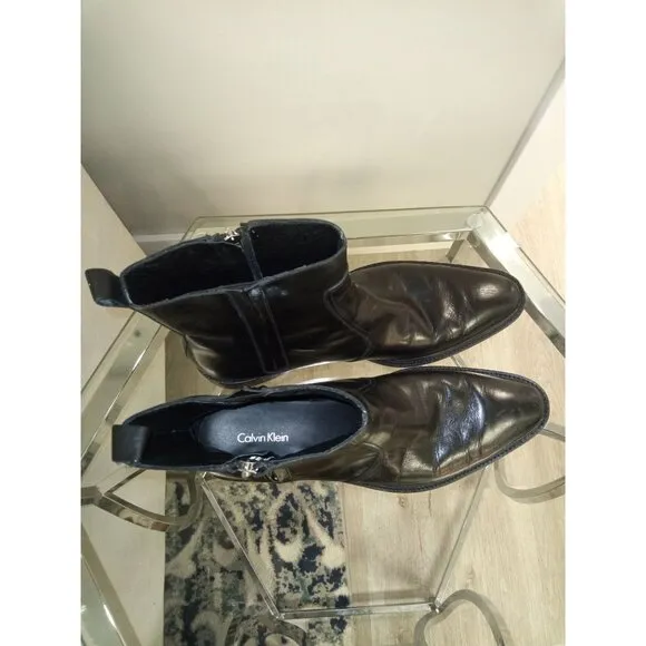 Calvin Klein Men's Black Pointed Toe Boots Size 12