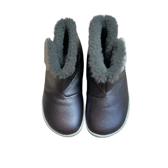 Camper Peu Barefoot Shoes Boots Walkers Metallic Leather Heart Fur Lined Size 25
