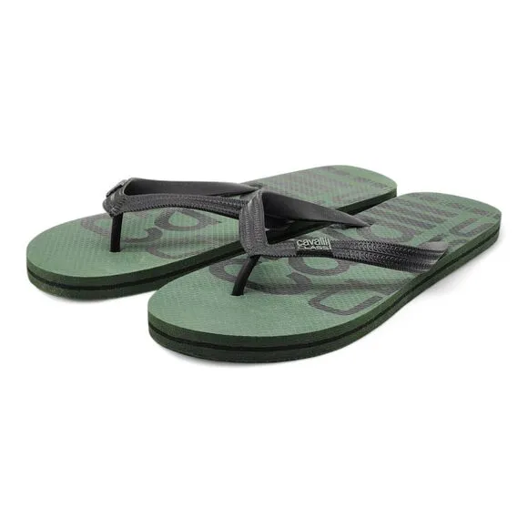 Cavalli Class Logo Men's Flip Flops Sandals in Green size 9 42-43