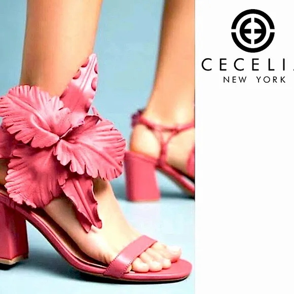 CECELIA NEW YORK, Size 8.5, HIBISCUS Heels, Sandals, Rose Pink, NEW In BOX!