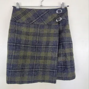 Celtic &amp; Co Wool Skirt Green Black Plaid Pure New Wool Y2K Preppy Size 10