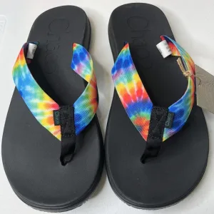 Chaco Men's New w/Box Chillos Flip Flop Sandals in Dark Tie Dye Rainbow Size 10