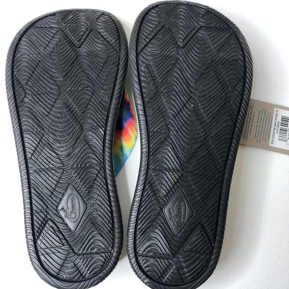 Chaco Men's New w/Box Chillos Flip Flop Sandals in Dark Tie Dye Rainbow Size 10