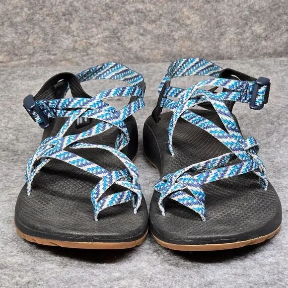 CHACO ZX/2 Cloud 9 Sandals Blue White Dual Adjustable‎ Straps Cushioned Non Slip