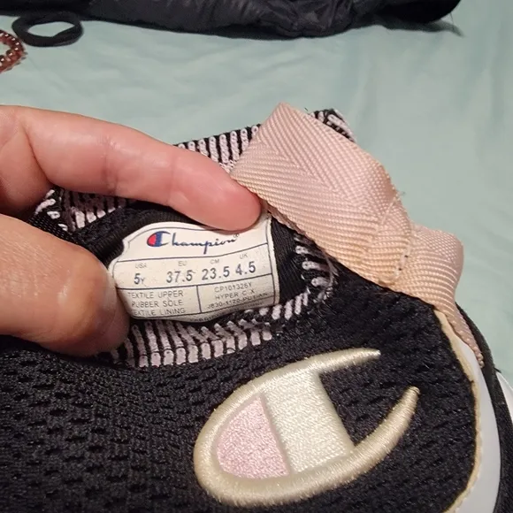 Champion Pink Black Athletic Shoes Sock-Like Design