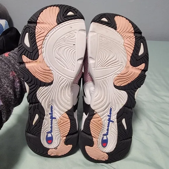 Champion Pink Black Athletic Shoes Sock-Like Design