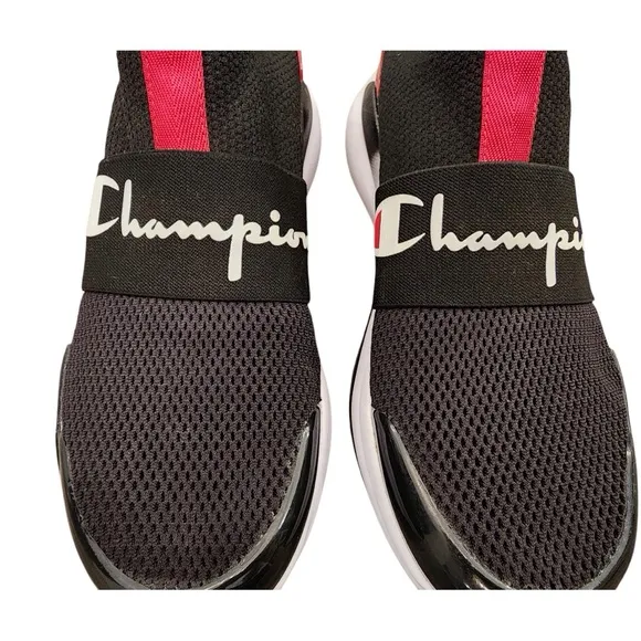 CHAMPION XG Tech Pro Mens Casual Shoes Size 9 Pull On Athletic Black Red Sneaker
