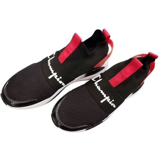 CHAMPION XG Tech Pro Mens Casual Shoes Size 9 Pull On Athletic Black Red Sneaker