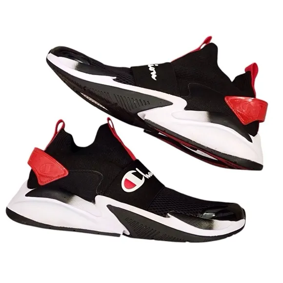 CHAMPION XG Tech Pro Mens Casual Shoes Size 9 Pull On Athletic Black Red Sneaker