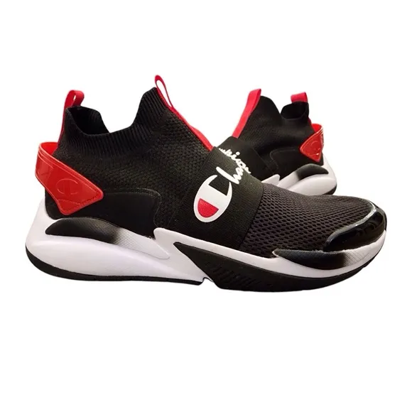 CHAMPION XG Tech Pro Mens Casual Shoes Size 9 Pull On Athletic Black Red Sneaker