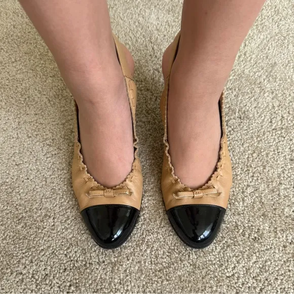 CHANEL slingback CC bow accent high heel