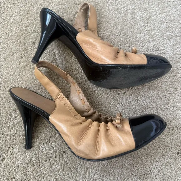 CHANEL slingback CC bow accent high heel