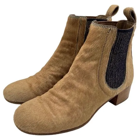 Chanel Pony Hair Block Heel Ankle Booties Boots