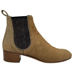 Chanel Pony Hair Block Heel Ankle Booties Boots